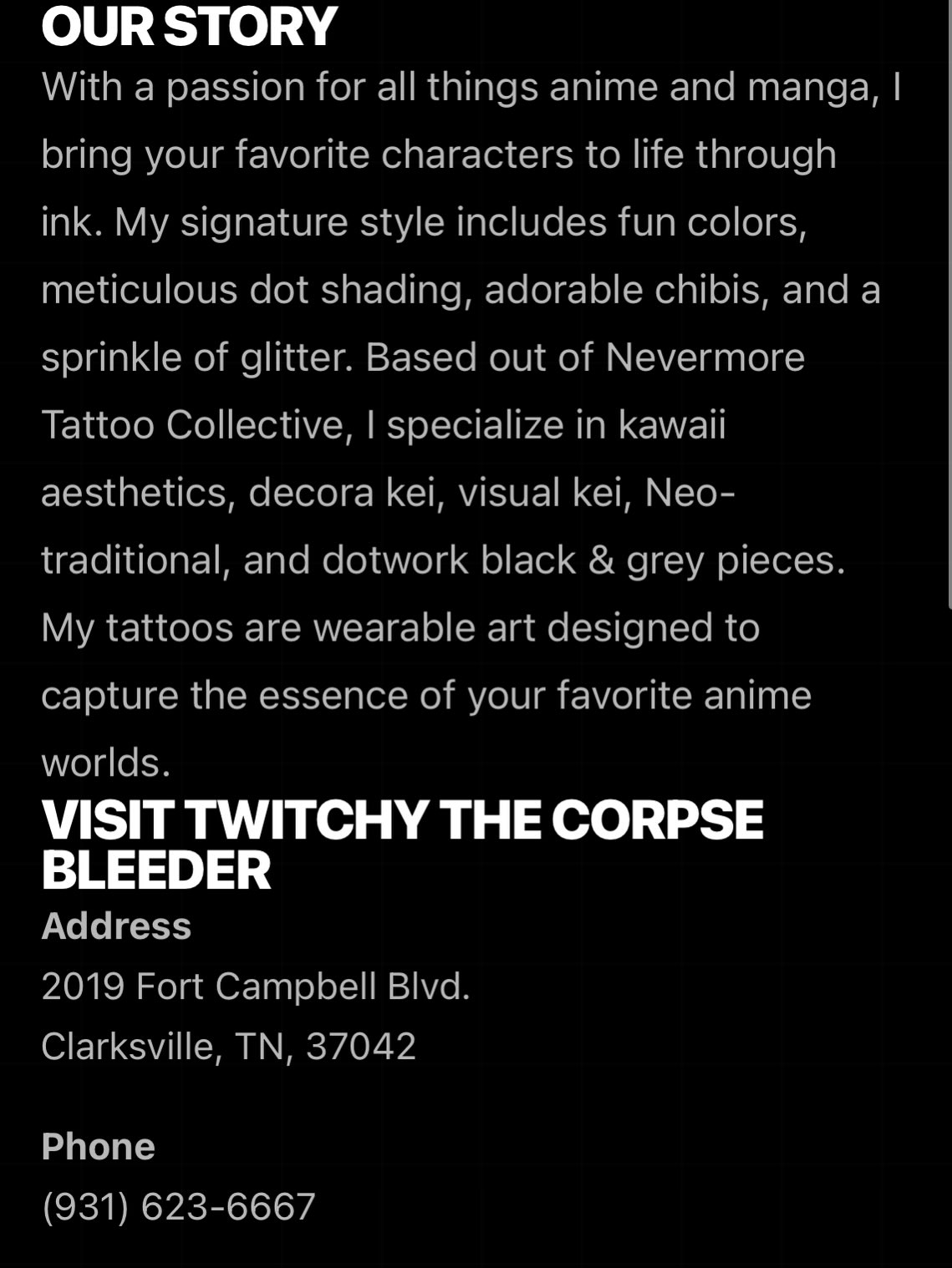 My website is now live!! www.twitchicide.com ★彡 Booking, designs, price calculator, & more are all available…